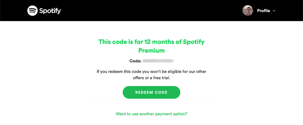 how to redeem spotify gift card
